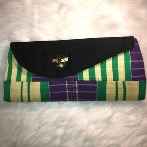 African material clutch bag.